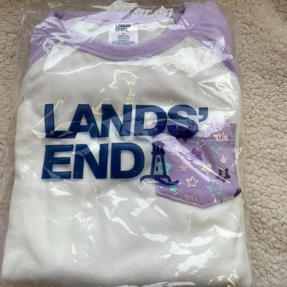 Lands' End Kids Long Sleeve Pocket Fleece Pajama Set, NWT